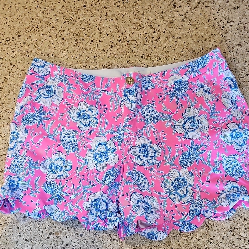 NWT Lilly Pulitzer Roxie Pink Women's Shorts Buttercup Midrise Scalloped Hem